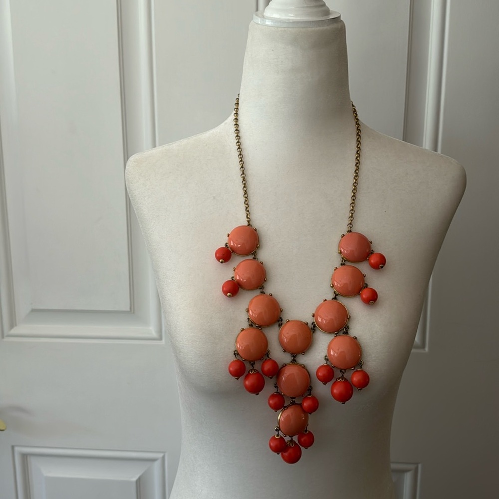 Vintage J.Crew Bauble Necklace Coral Color